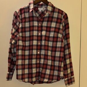 J. Crew Women’s Red Plaid Shirt Medium Soft Holiday Preppy Office Classic